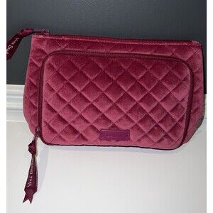 VERA BRADLEY Purple Velvet Quilted Pouch Organizer Majestic Magenta MakeUp Cords